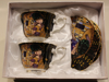 GUSTAV KLIMT - 2 skodelici in 2 krožnika črna