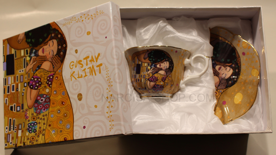 GUSTAV KLIMT - skodelica z krožnikom zlata