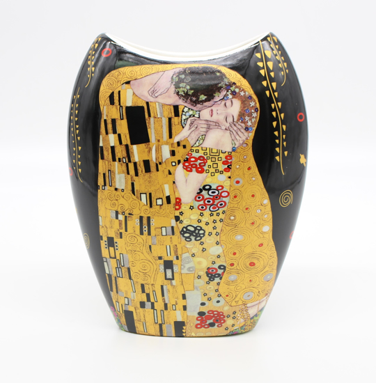 GUSTAV KLIMT - keramična vaza črna podlaga