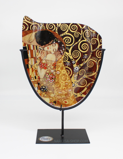 GUSTAV KLIMT - steklena vaza na kovinskem stojalu