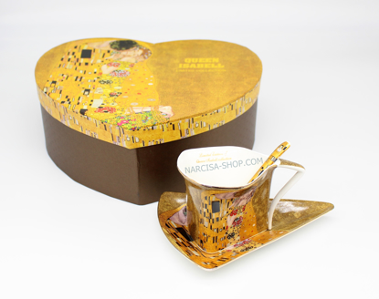 Slika GUSTAV KLIMT - set trikotnih skodelic,krožnikov in žličk zlat