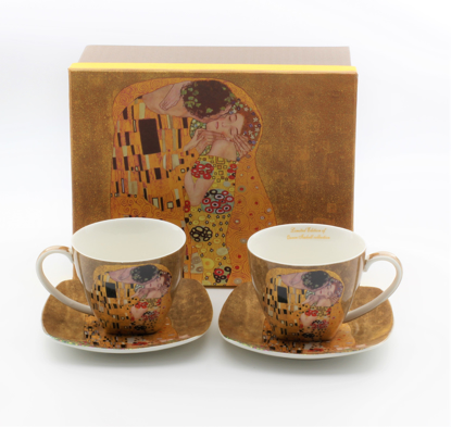 Slika GUSTAV KLIMT - 2 skodelici in 2 krožnika zlata