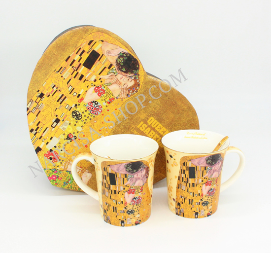 GUSTAV KLIMT - 2 skodelici in 2 žlički bež