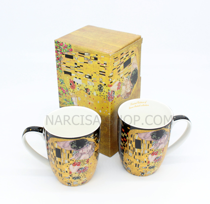 Bild von GUSTAV KLIMT - 2 Tassen und 2 Teller schwarz