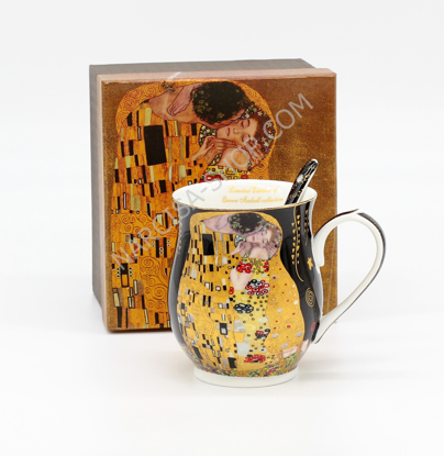Slika GUSTAV KLIMT - Skodelica z žličko v črni - smrekca