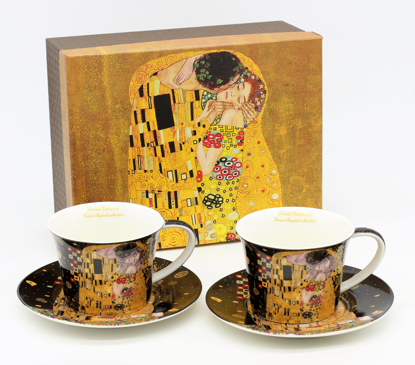 Bild von GUSTAV KLIMT - 2 Tassen und 2 Teller schwarz