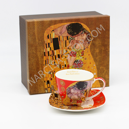 Slika GUSTAV KLIMT - skodelica z krožnikom rdeč